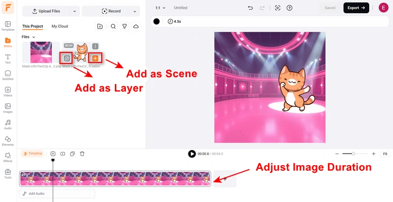 Add GIF to Image at FlexClip