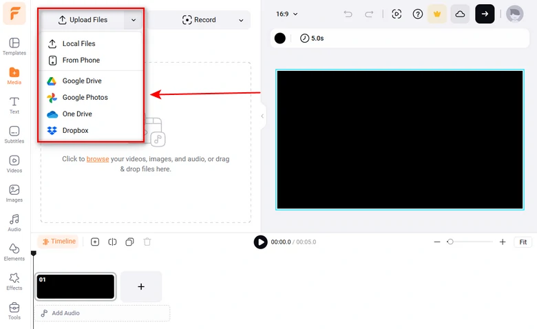 Upload Photos to FlexClip