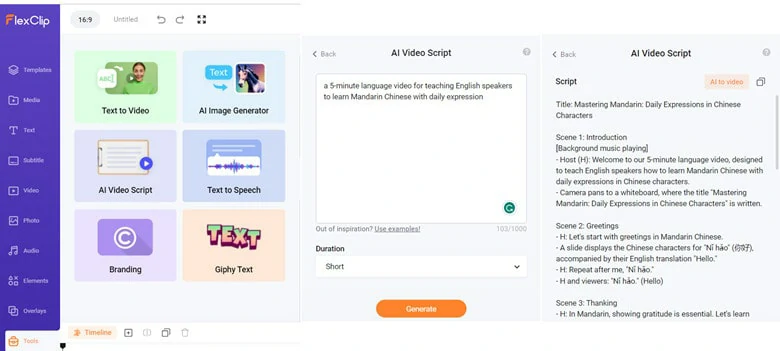Generate a Script for Your Language Video