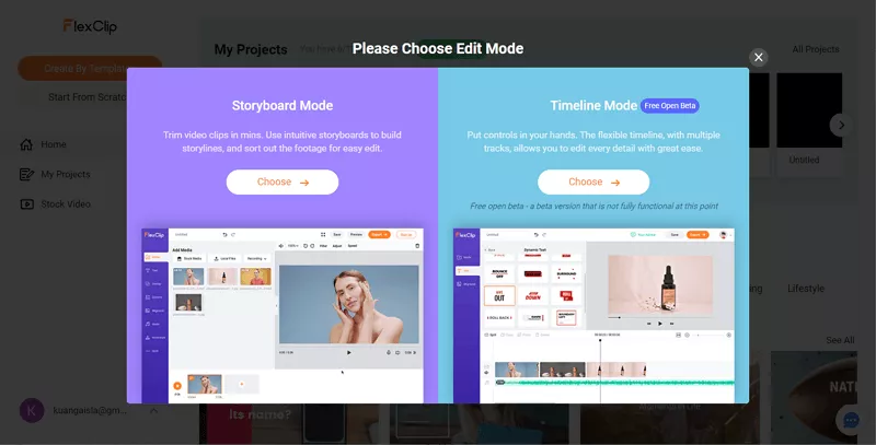 FlexClip - Choose the video editing mode