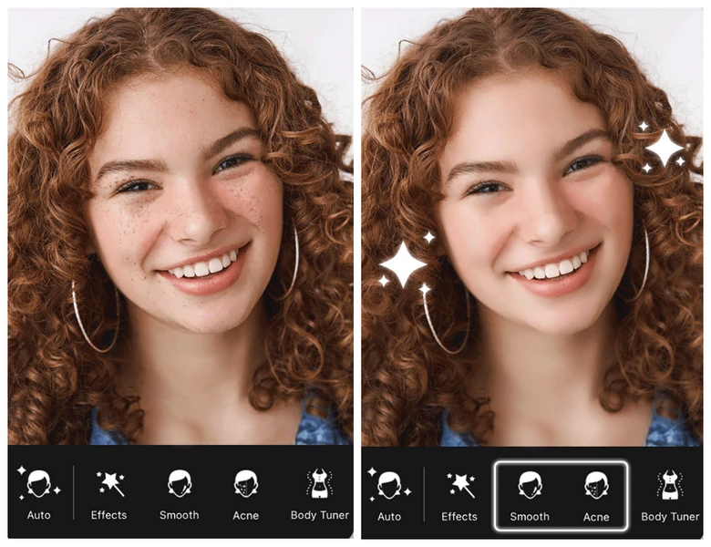 Removing Freckles from Photo with YouCam
