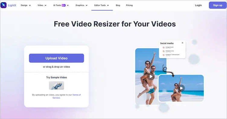 在线YouTube视频尺寸调整工具 — LightX