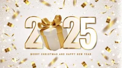 Gold Blue Spark Gift Happy New Year Greeting Business Intro